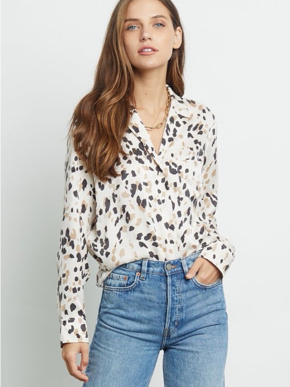 Rails White Animal-Print Button-Down Blouse - Picture 3 of 11